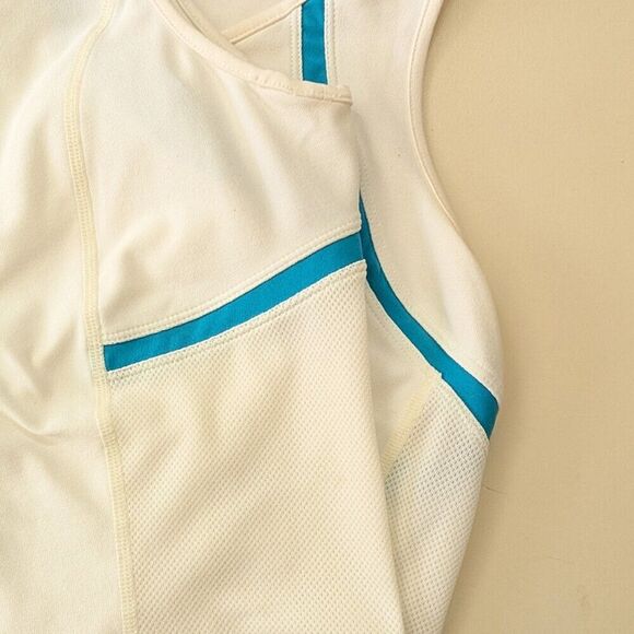 Nike Dri-Fit White Sports Athletic Tank Top White Turquoise Mesh Medium - Picture 5 of 6